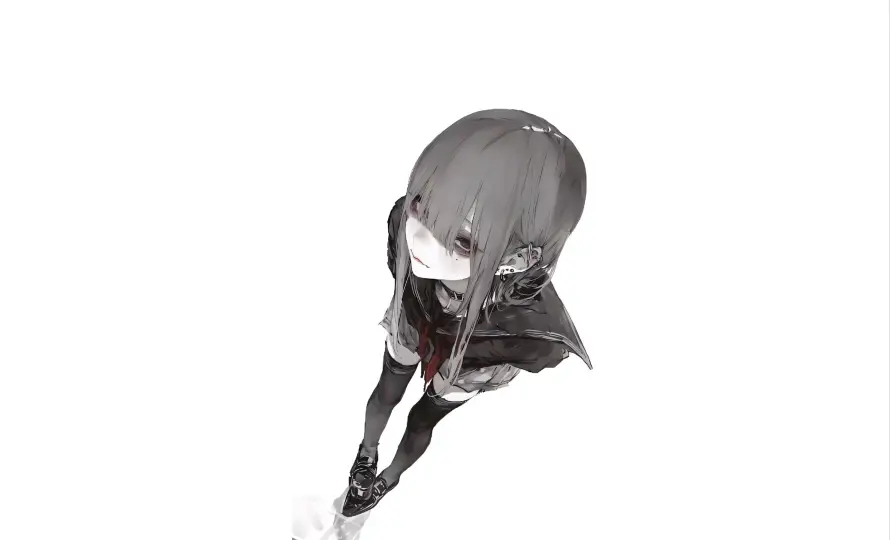 2k简约壁纸-长袜 - 俯视视角-动漫少女「哲风壁纸」