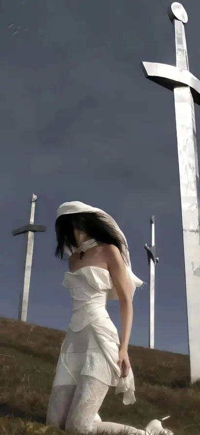 4k头纱壁纸 - 剑 - 神秘 - 美女「哲风壁纸」
