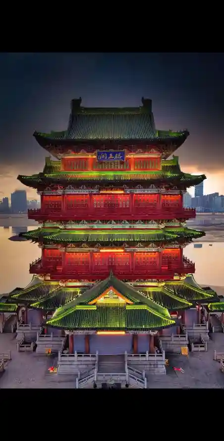 4k夜景壁纸 - 灯光 - 阁楼 - 古建筑「哲风壁纸」