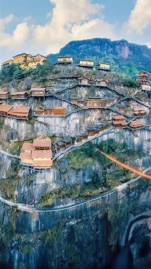 4k山地壁纸 - 悬崖 - 景区 - 栈道「哲风壁纸」