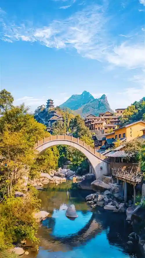 4k倒影壁纸 - 山峰 - 山水 - 拱桥「哲风壁纸」