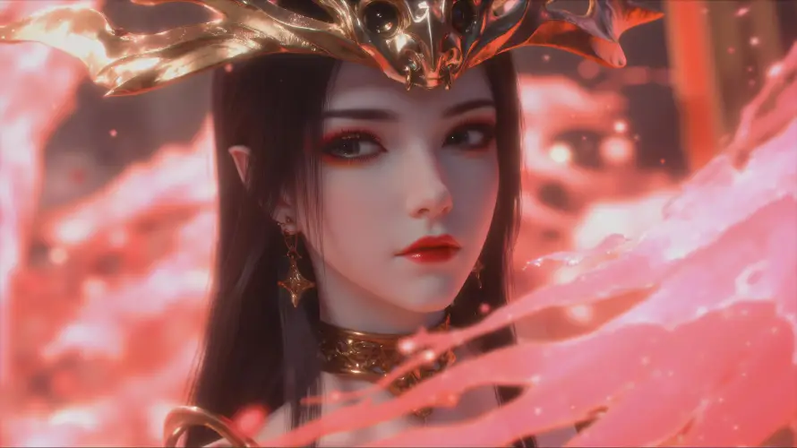 8k古风壁纸-女王 - 玄幻-红衣「哲风壁纸」