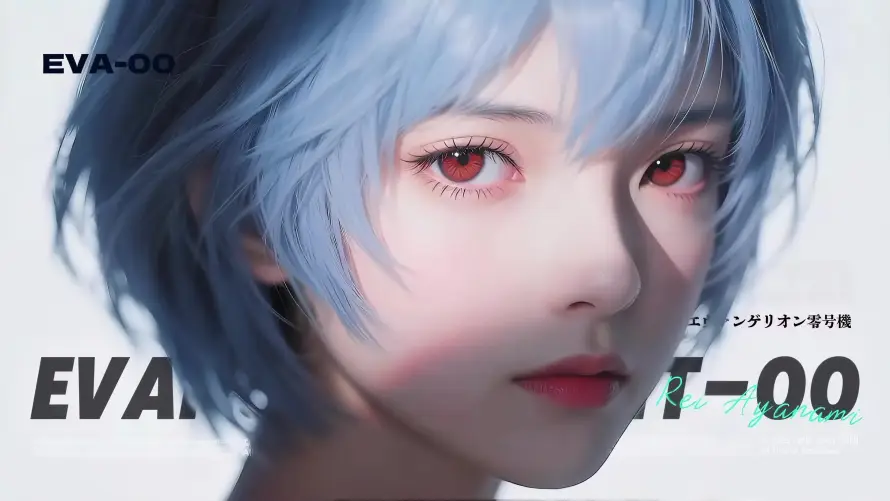 4k红眼壁纸-蓝发 - eva-凌波丽「哲风壁纸」
