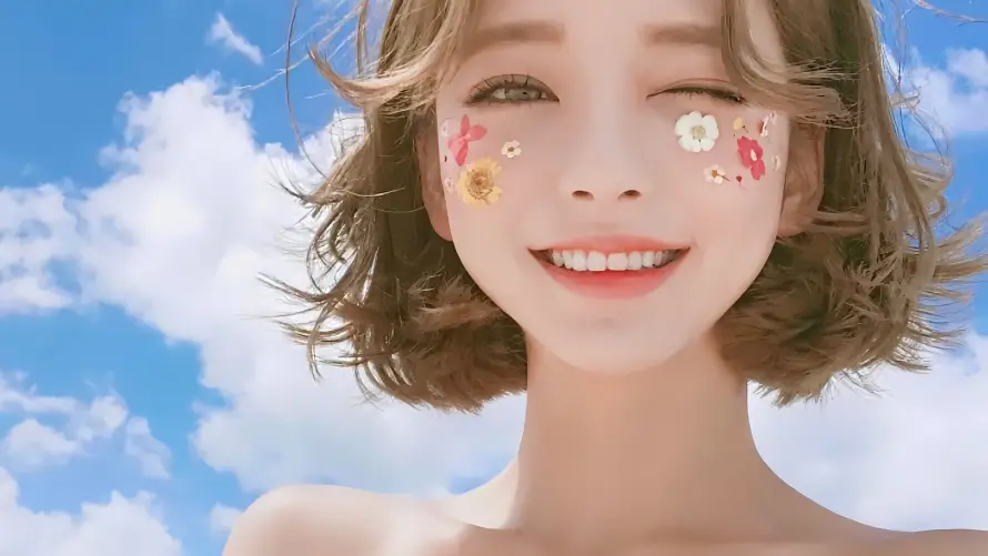 4k云朵壁纸-卷发 - 夏日-妆容「哲风壁纸」
