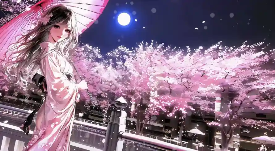2k和服壁纸-和风 - 夜晚-夜景「哲风壁纸」