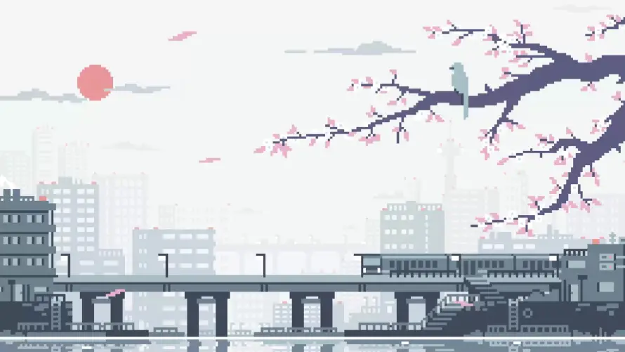 4k国风壁纸-地铁 - 桥梁-樱花「哲风壁纸」