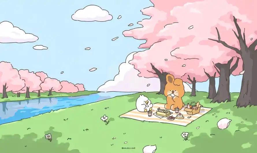 2k云朵壁纸-卡通 - 小鸡-春日「哲风壁纸」