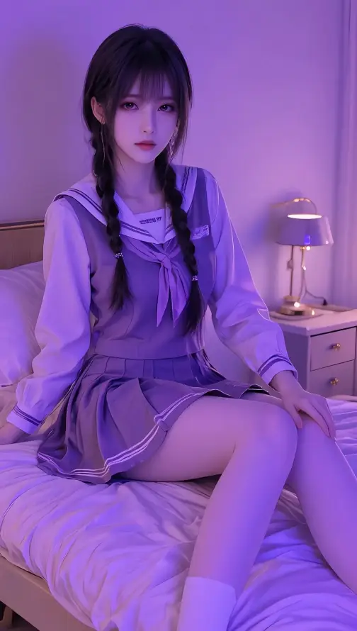 4k制服壁纸 - 卧室 - 台灯 - 坐姿「哲风壁纸」