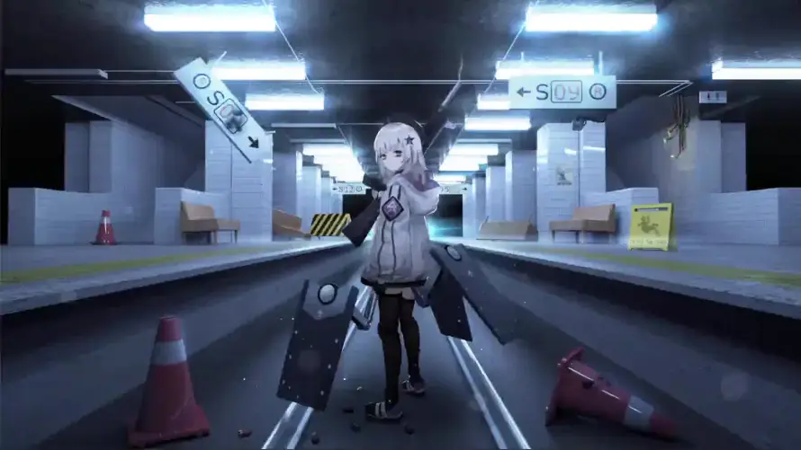2k夜景壁纸-少女 - 白发-短裙「哲风壁纸」