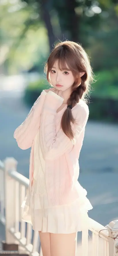 4k少女壁纸 - 栏杆 - 清新 - 温柔「哲风壁纸」