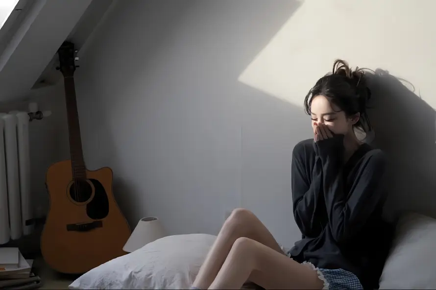 2k休闲壁纸-吉他 - 坐姿-女性「哲风壁纸」