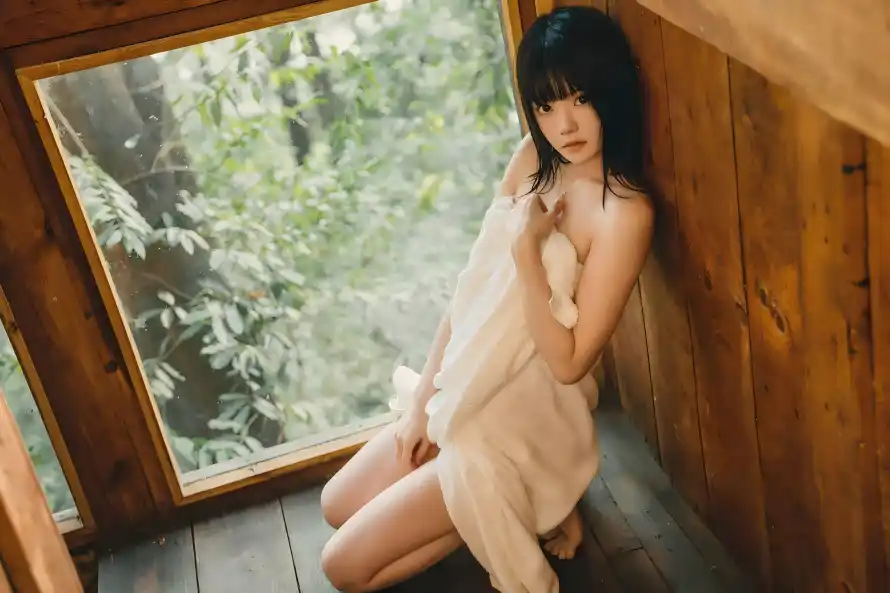 7k写真壁纸-坐姿 - 性感-浴巾「哲风壁纸」
