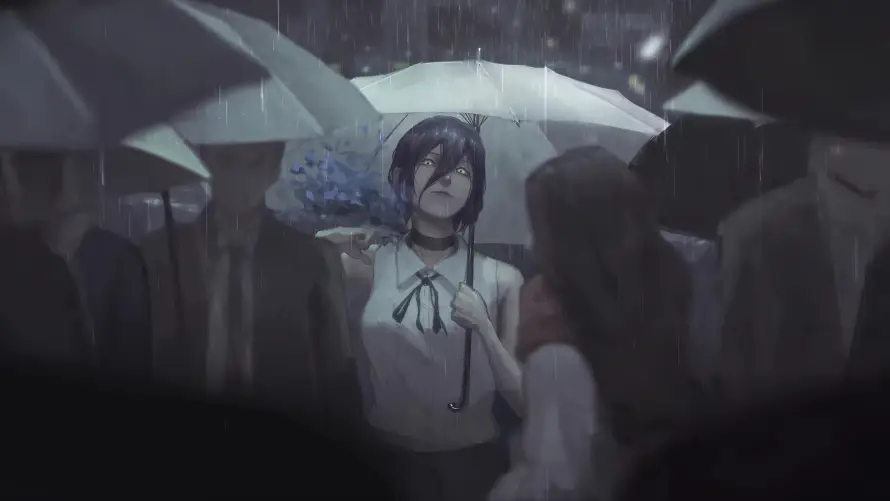 4k人群壁纸-夜晚 - 雨中-雨伞「哲风壁纸」