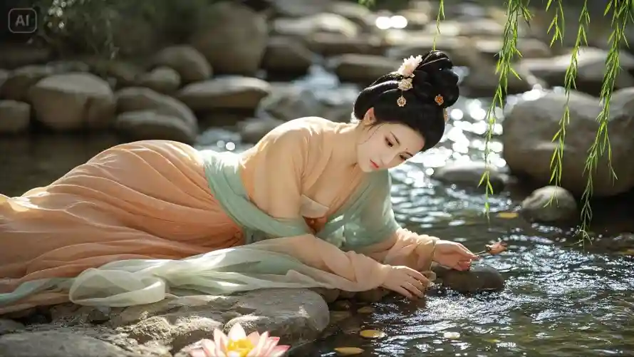 1k垂柳壁纸-3 - 戏水-水边「哲风壁纸」