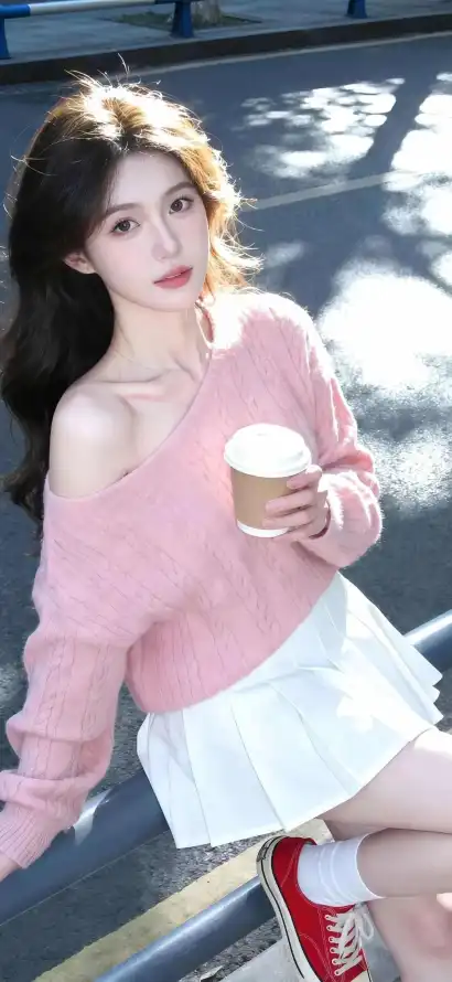 4k咖啡壁纸 - 清纯 - 甜美 - 美女「哲风壁纸」