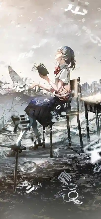 4kjk壁纸 - 书本 - 天空 - 女孩「哲风壁纸」