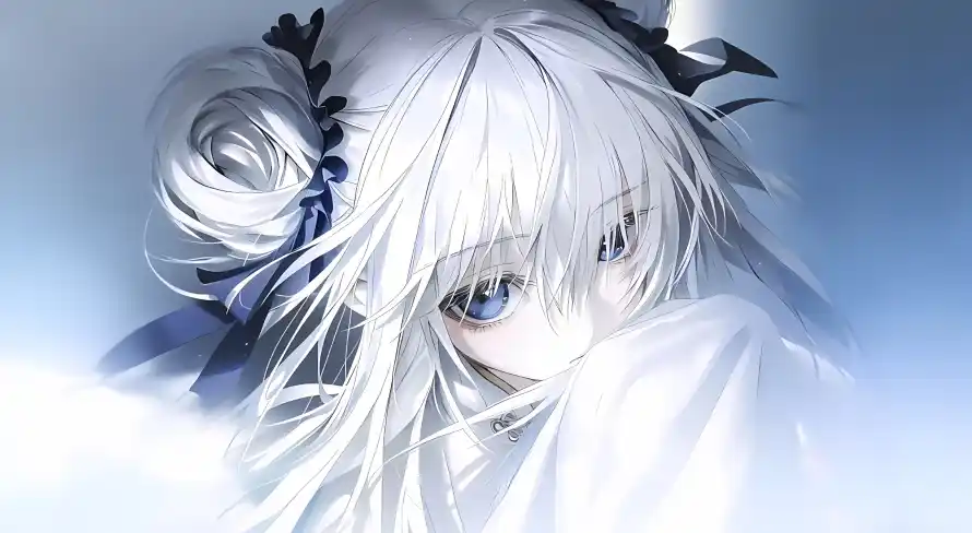 2k丝带壁纸-可爱 - 少女-白发「哲风壁纸」 2k丝带壁纸-可爱 - 少女-白发「哲风壁纸」