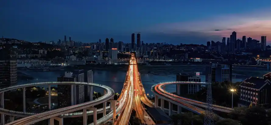 4k傍晚壁纸-夜景 - 山城-江景「哲风壁纸」