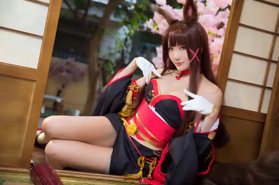 8k坐姿壁纸-美女 - 黑丝-cos「哲风壁纸」