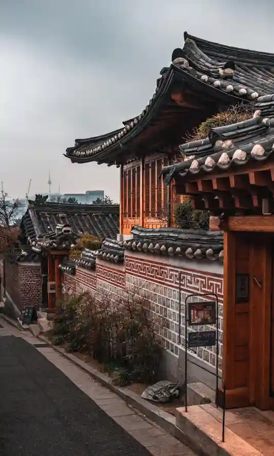 4k小巷壁纸 - 阴天 - 青瓦 - 韩国「哲风壁纸」