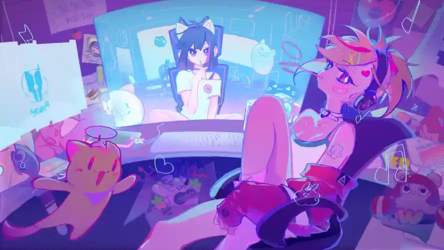 4k电竞椅壁纸 - 粉色系 - 紫色调 - 动漫人物「哲风壁纸」