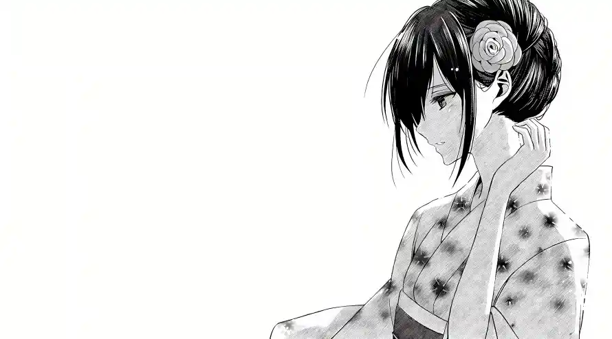 3k单色壁纸-发饰 - 和服-少女「哲风壁纸」