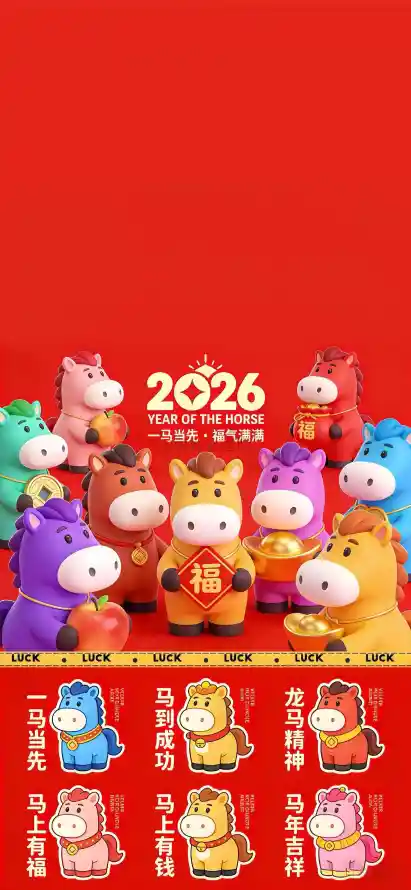4k喜庆壁纸 - 新年 - 马年 - 卡通牛「哲风壁纸」