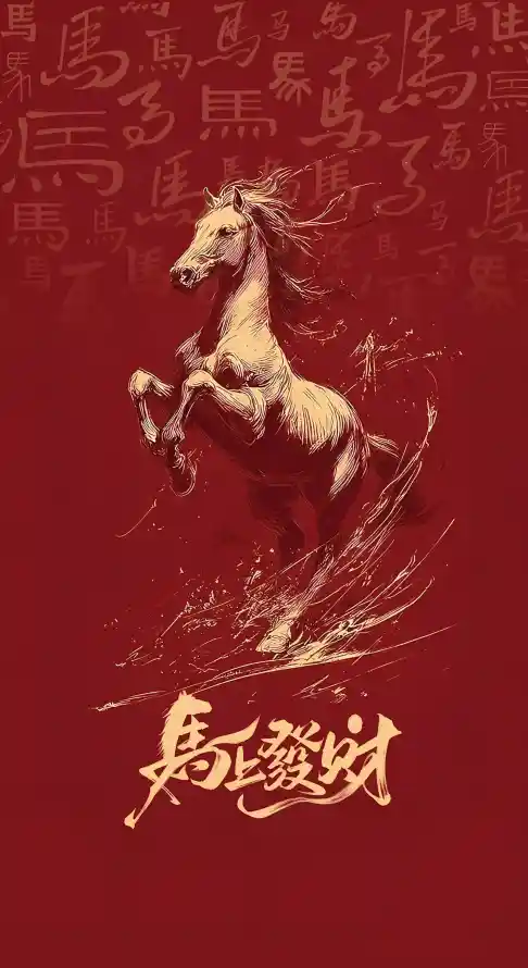 4k书法壁纸 - 发财 - 喜庆 - 春节「哲风壁纸」
