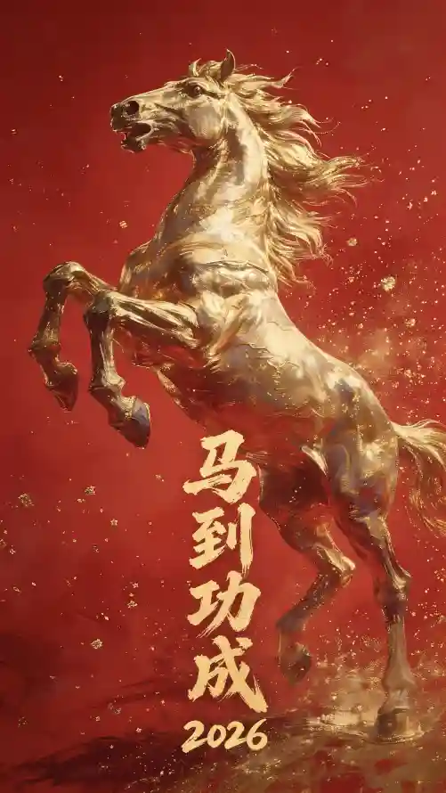 4k喜庆壁纸 - 奔腾 - 金色 - 金马「哲风壁纸」