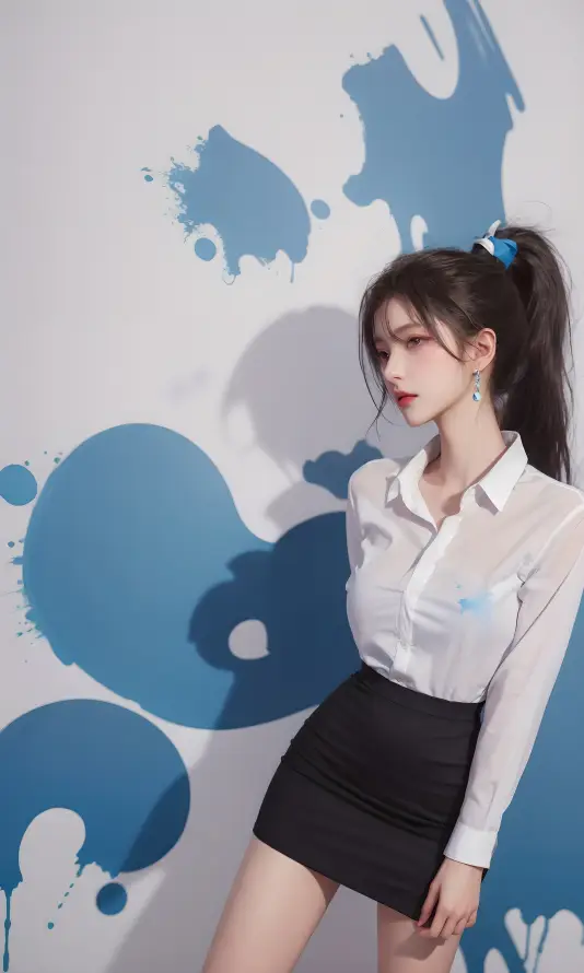 4k白衬衫壁纸 - 黑短裙 - 女性写真 - 时尚穿搭「哲风壁纸」