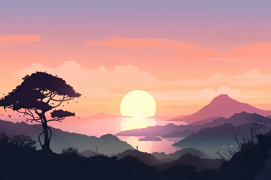 5k云海壁纸-剪影 - 夕阳-天空「哲风壁纸」