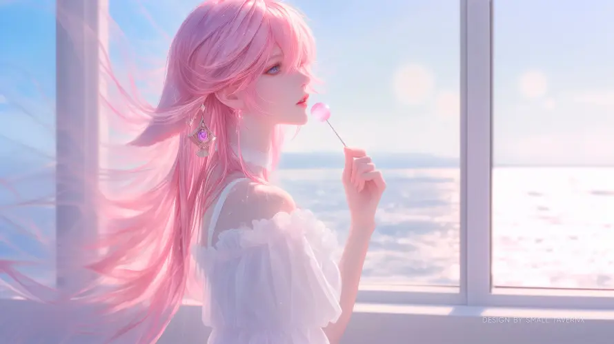 4k少女壁纸-插画 - 日系-海景「哲风壁纸」