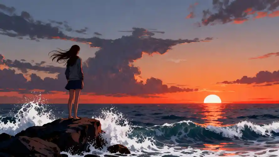 4k剪影壁纸-夕阳 - 天空-岩石「哲风壁纸」