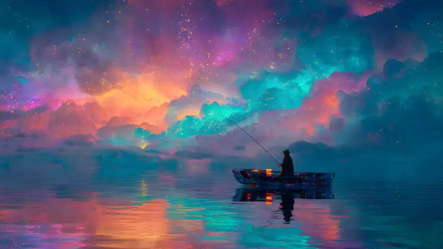 4k云彩壁纸-船 - 倒影-夜景「哲风壁纸」