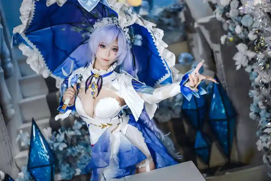 5k紫发壁纸-美女 - cos-蕾丝伞「哲风壁纸」