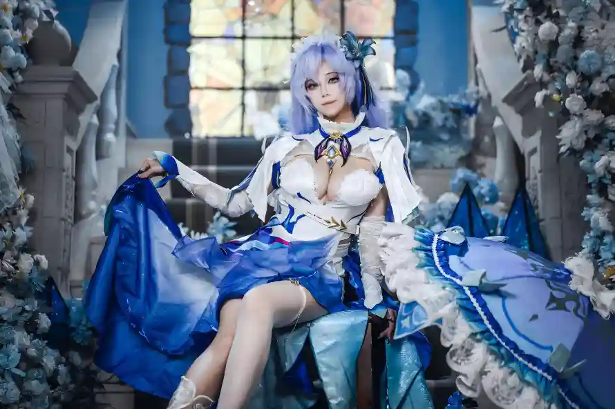 5k美女壁纸-cos - 蓝色系-华丽服饰「哲风壁纸」