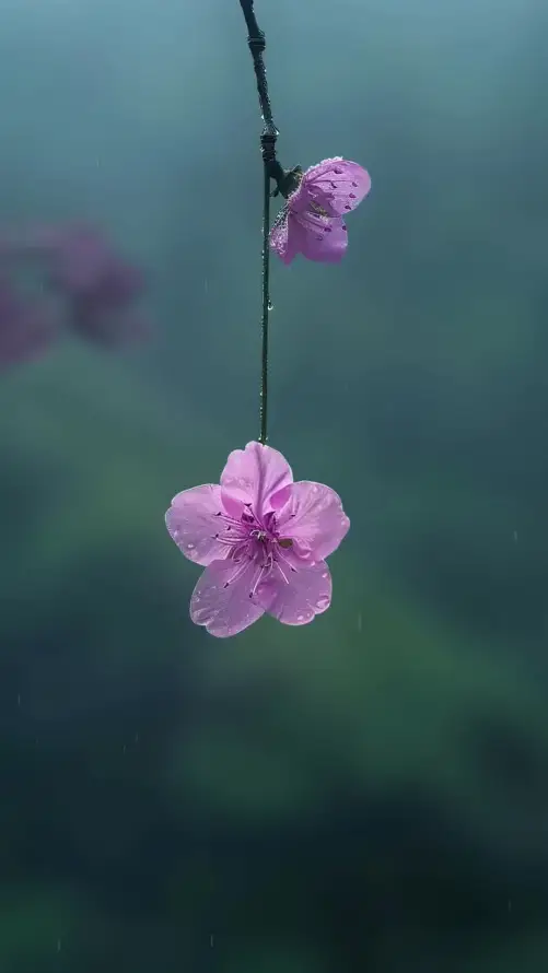 4k春意壁纸 - 朦胧 - 桃花 - 水珠「哲风壁纸」