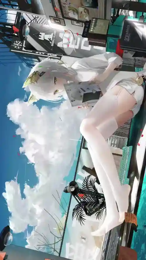 4k坐姿壁纸 - 凯尔希 - 同人创作 - 夏日场景「哲风壁纸」