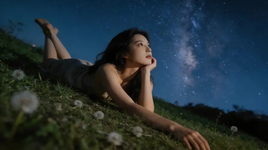4k壁纸壁纸-夜晚 - 夜空-女子「哲风壁纸」