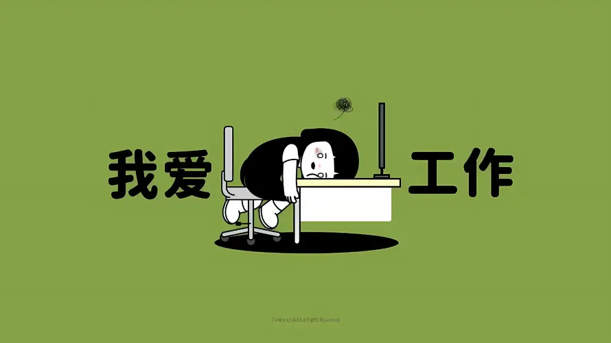 3k卡通壁纸-文字 - 办公桌-办公卡通「哲风壁纸」