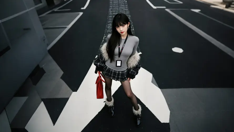 4k个性壁纸-时尚 - 短裙-美女「哲风壁纸」