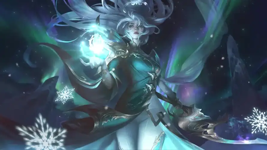 2kLOL壁纸-黛安娜 - 冰雪魔法-暗色背景「哲风壁纸」