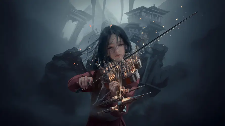 5k原创壁纸-孤寂 - 梦幻-红衣「哲风壁纸」