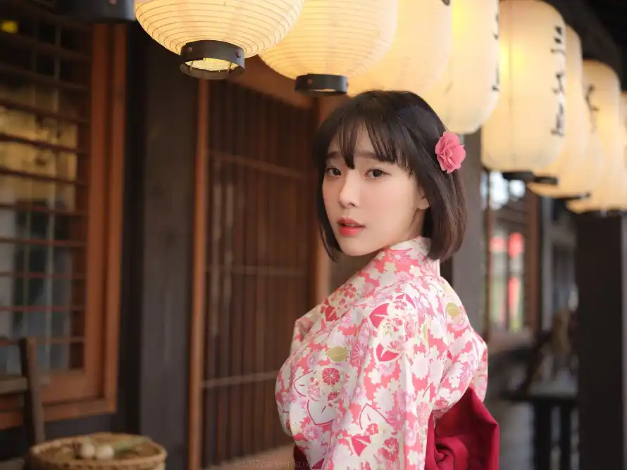 2k写真壁纸-和服 - 和风-短发「哲风壁纸」