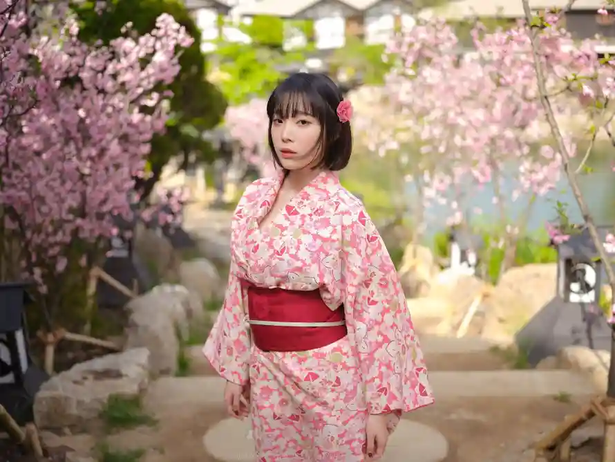 2k写真壁纸-和服 - 少女-户外「哲风壁纸」