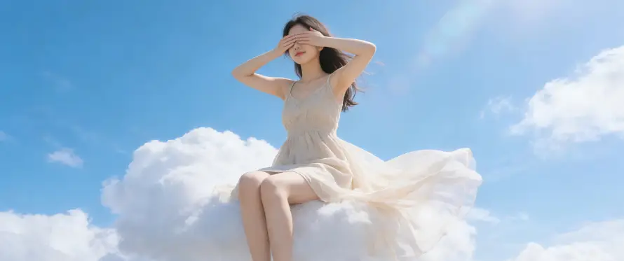 3k云端壁纸-优雅 - 坐姿-天空「哲风壁纸」