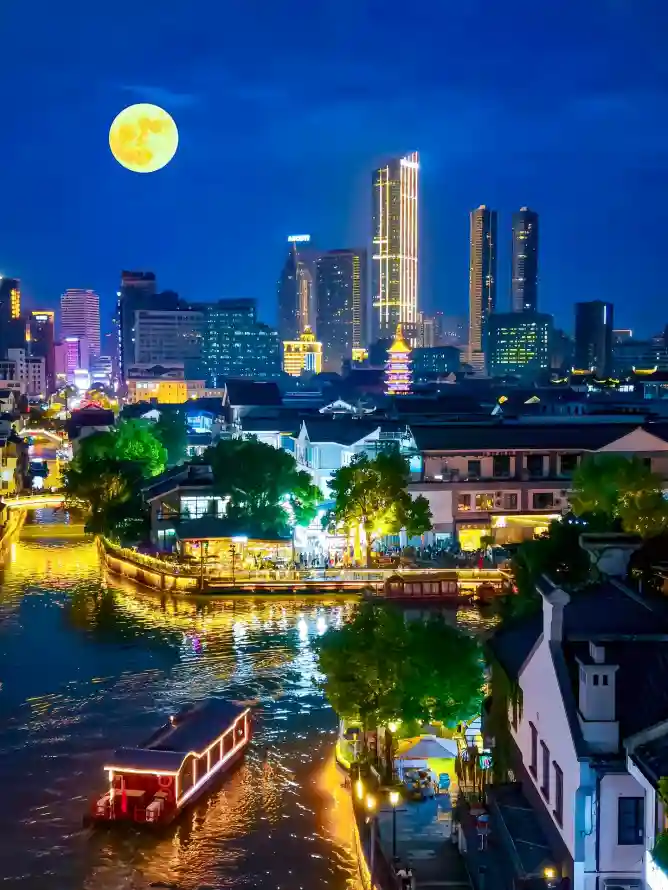 4k夜景壁纸 - 明月 - 月夜 - 河流「哲风壁纸」