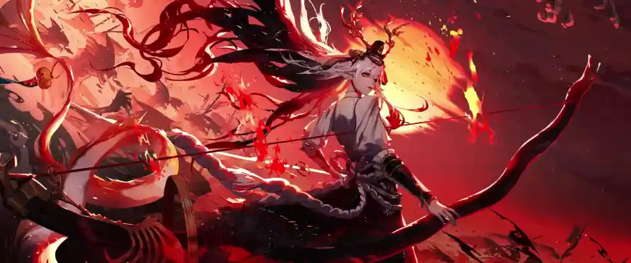 4k和风壁纸-妖异 - 式神-弓箭「哲风壁纸」