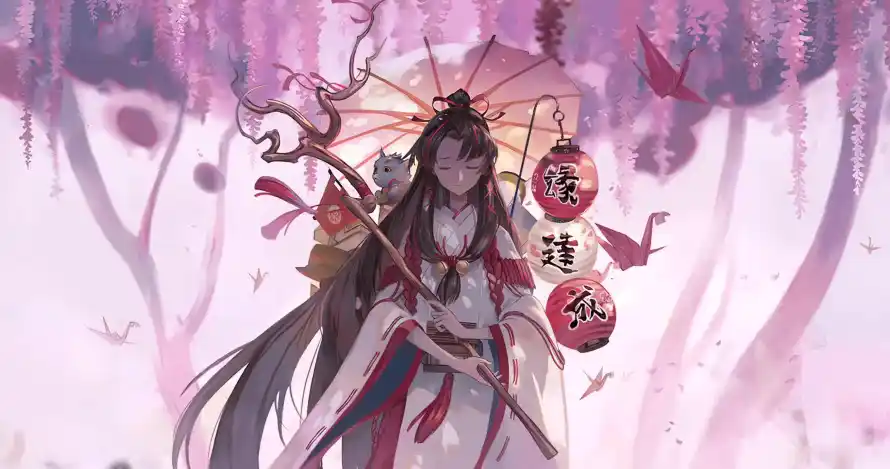 2k和风壁纸-日式 - 樱花-长发「哲风壁纸」