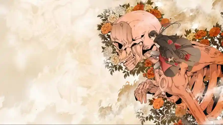 2k手绘壁纸-枝叶 - 花朵-骷髅「哲风壁纸」